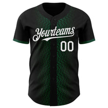 Load image into Gallery viewer, Custom Black White-Kelly Green 3D Pattern Design Geometric Shapes Authentic Baseball Jersey
