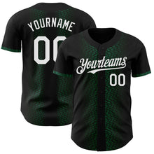 Load image into Gallery viewer, Custom Black White-Kelly Green 3D Pattern Design Geometric Shapes Authentic Baseball Jersey