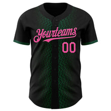 Загрузить изображение в средство просмотра галереи, Custom Black Pink-Kelly Green 3D Pattern Design Geometric Shapes Authentic Baseball Jersey