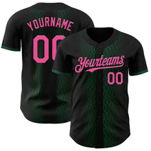 Загрузить изображение в средство просмотра галереи, Custom Black Pink-Kelly Green 3D Pattern Design Geometric Shapes Authentic Baseball Jersey