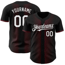 Load image into Gallery viewer, Custom Black White-Burgundy 3D Pattern Design Geometric Shapes Authentic Baseball Jersey