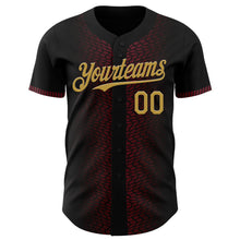 Load image into Gallery viewer, Custom Black Old Gold-Burgundy 3D Pattern Design Geometric Shapes Authentic Baseball Jersey