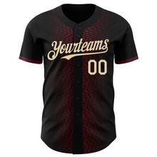 Load image into Gallery viewer, Custom Black Cream-Burgundy 3D Pattern Design Geometric Shapes Authentic Baseball Jersey
