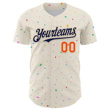 Загрузить изображение в средство просмотра галереи, Custom Cream Navy-Orange 3D Pattern Design Confetti Authentic Baseball Jersey
