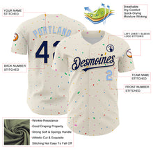 Загрузить изображение в средство просмотра галереи, Custom Cream Navy-Light Blue 3D Pattern Design Confetti Authentic Baseball Jersey