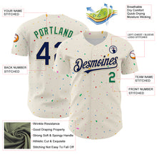 Загрузить изображение в средство просмотра галереи, Custom Cream Navy-Kelly Green 3D Pattern Design Confetti Authentic Baseball Jersey