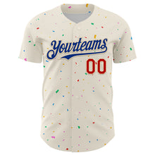 Загрузить изображение в средство просмотра галереи, Custom Cream Royal-Red 3D Pattern Design Confetti Authentic Baseball Jersey