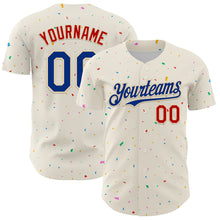 Загрузить изображение в средство просмотра галереи, Custom Cream Royal-Red 3D Pattern Design Confetti Authentic Baseball Jersey