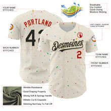 Загрузить изображение в средство просмотра галереи, Custom Cream Black-Red 3D Pattern Design Confetti Authentic Baseball Jersey