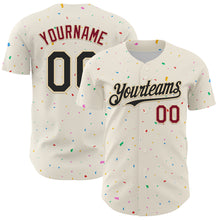 Загрузить изображение в средство просмотра галереи, Custom Cream Black-Crimson 3D Pattern Design Confetti Authentic Baseball Jersey