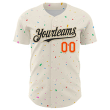 Загрузить изображение в средство просмотра галереи, Custom Cream Black-Orange 3D Pattern Design Confetti Authentic Baseball Jersey