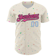 Charger l'image dans la galerie, Custom Cream Pink Black-Light Blue 3D Pattern Design Confetti Authentic Baseball Jersey