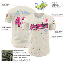 Charger l'image dans la galerie, Custom Cream Pink Black-Light Blue 3D Pattern Design Confetti Authentic Baseball Jersey