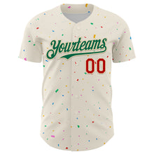 Charger l'image dans la galerie, Custom Cream Kelly Green-Red 3D Pattern Design Confetti Authentic Baseball Jersey