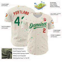 Charger l'image dans la galerie, Custom Cream Kelly Green-Red 3D Pattern Design Confetti Authentic Baseball Jersey