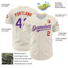 Загрузить изображение в средство просмотра галереи, Custom Cream Purple-Red 3D Pattern Design Confetti Authentic Baseball Jersey