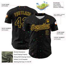Load image into Gallery viewer, Custom Black Gold 3D Pattern Design Confetti Authentic Baseball Jersey