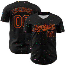 Load image into Gallery viewer, Custom Black Orange 3D Pattern Design Confetti Authentic Baseball Jersey