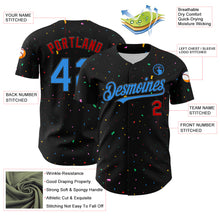 Загрузить изображение в средство просмотра галереи, Custom Black Electric Blue-Red 3D Pattern Design Confetti Authentic Baseball Jersey