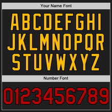 Load image into Gallery viewer, Custom Black Red-Gold 3D Pattern Design Confetti Authentic Baseball Jersey