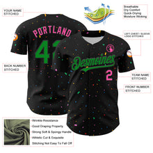 Загрузить изображение в средство просмотра галереи, Custom Black Grass Green-Pink 3D Pattern Design Confetti Authentic Baseball Jersey