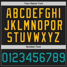 Загрузить изображение в средство просмотра галереи, Custom Black Teal-Gold 3D Pattern Design Confetti Authentic Baseball Jersey