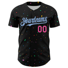 Charger l'image dans la galerie, Custom Black Light Blue-Pink 3D Pattern Design Confetti Authentic Baseball Jersey