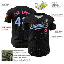 Charger l'image dans la galerie, Custom Black Light Blue-Pink 3D Pattern Design Confetti Authentic Baseball Jersey