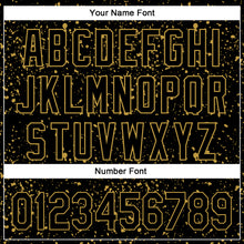 Load image into Gallery viewer, Custom Black Old Gold 3D Pattern Design Abstract Splatter Ink Authentic Baseball Jersey