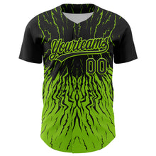 Laden Sie das Bild in den Galerie-Viewer, Custom Black Neon Green 3D Pattern Design Abstract Wave Authentic Baseball Jersey