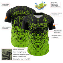 Laden Sie das Bild in den Galerie-Viewer, Custom Black Neon Green 3D Pattern Design Abstract Wave Authentic Baseball Jersey