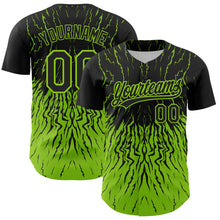 Laden Sie das Bild in den Galerie-Viewer, Custom Black Neon Green 3D Pattern Design Abstract Wave Authentic Baseball Jersey