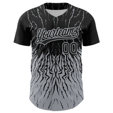 Load image into Gallery viewer, Custom Black Gray 3D Pattern Design Abstract Wave Authentic Baseball Jersey