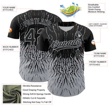 Load image into Gallery viewer, Custom Black Gray 3D Pattern Design Abstract Wave Authentic Baseball Jersey