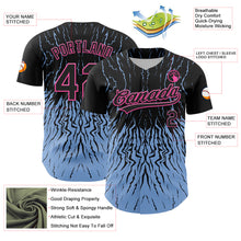 Laden Sie das Bild in den Galerie-Viewer, Custom Black Light Blue-Pink 3D Pattern Design Abstract Wave Authentic Baseball Jersey