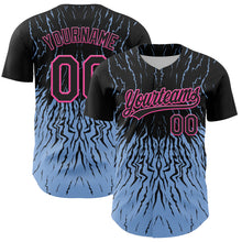 Laden Sie das Bild in den Galerie-Viewer, Custom Black Light Blue-Pink 3D Pattern Design Abstract Wave Authentic Baseball Jersey