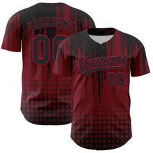 Load image into Gallery viewer, Custom Crimson Black 3D Pattern Design Abstract Shape Authentic Baseball Jersey