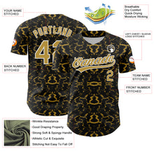 Загрузить изображение в средство просмотра галереи, Custom Black Old Gold-White 3D Pattern Design Abstract Tiger And Zebra Authentic Baseball Jersey