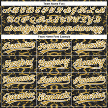 Загрузить изображение в средство просмотра галереи, Custom Black Old Gold-White 3D Pattern Design Abstract Tiger And Zebra Authentic Baseball Jersey