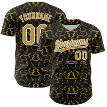 Загрузить изображение в средство просмотра галереи, Custom Black Old Gold-White 3D Pattern Design Abstract Tiger And Zebra Authentic Baseball Jersey