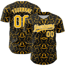 Load image into Gallery viewer, Custom Black Gold-White 3D Pattern Design Abstract Tiger And Zebra Authentic Baseball Jersey