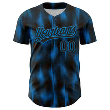 Загрузить изображение в средство просмотра галереи, Custom Black Blue 3D Pattern Design Halftone Dots Authentic Baseball Jersey