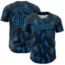 Загрузить изображение в средство просмотра галереи, Custom Black Blue 3D Pattern Design Halftone Dots Authentic Baseball Jersey