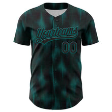 Загрузить изображение в средство просмотра галереи, Custom Black Teal 3D Pattern Design Halftone Dots Authentic Baseball Jersey