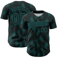Загрузить изображение в средство просмотра галереи, Custom Black Teal 3D Pattern Design Halftone Dots Authentic Baseball Jersey