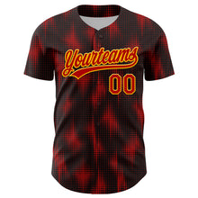 Laden Sie das Bild in den Galerie-Viewer, Custom Black Red-Gold 3D Pattern Design Halftone Dots Authentic Baseball Jersey