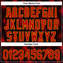 Laden Sie das Bild in den Galerie-Viewer, Custom Black Red-Gold 3D Pattern Design Halftone Dots Authentic Baseball Jersey