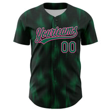 Load image into Gallery viewer, Custom Black Kelly Green-Pink 3D Pattern Design Halftone Dots Authentic Baseball Jersey