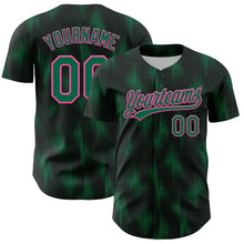 Load image into Gallery viewer, Custom Black Kelly Green-Pink 3D Pattern Design Halftone Dots Authentic Baseball Jersey