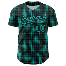 Load image into Gallery viewer, Custom Black Aqua 3D Pattern Design Halftone Dots Authentic Baseball Jersey
